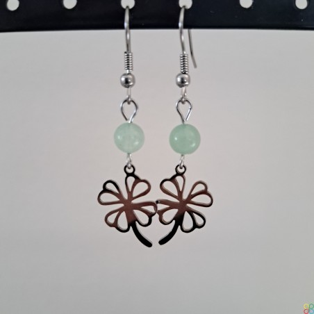 Boucles d'Oreilles Aventurine Trèfle