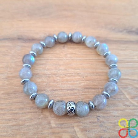 Bracelet Labradorite avec intercalaires acier