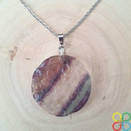 Collier Fluorite rond Acier